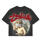 Mixed Emotion Grey Cropped Blinded Tee