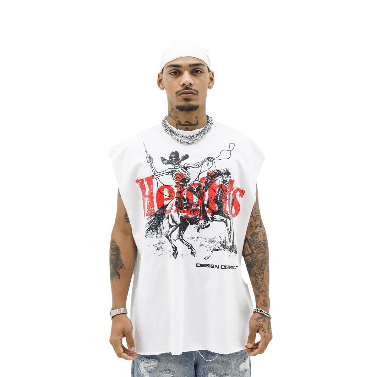 Heights District The District Sleeveless White Tee