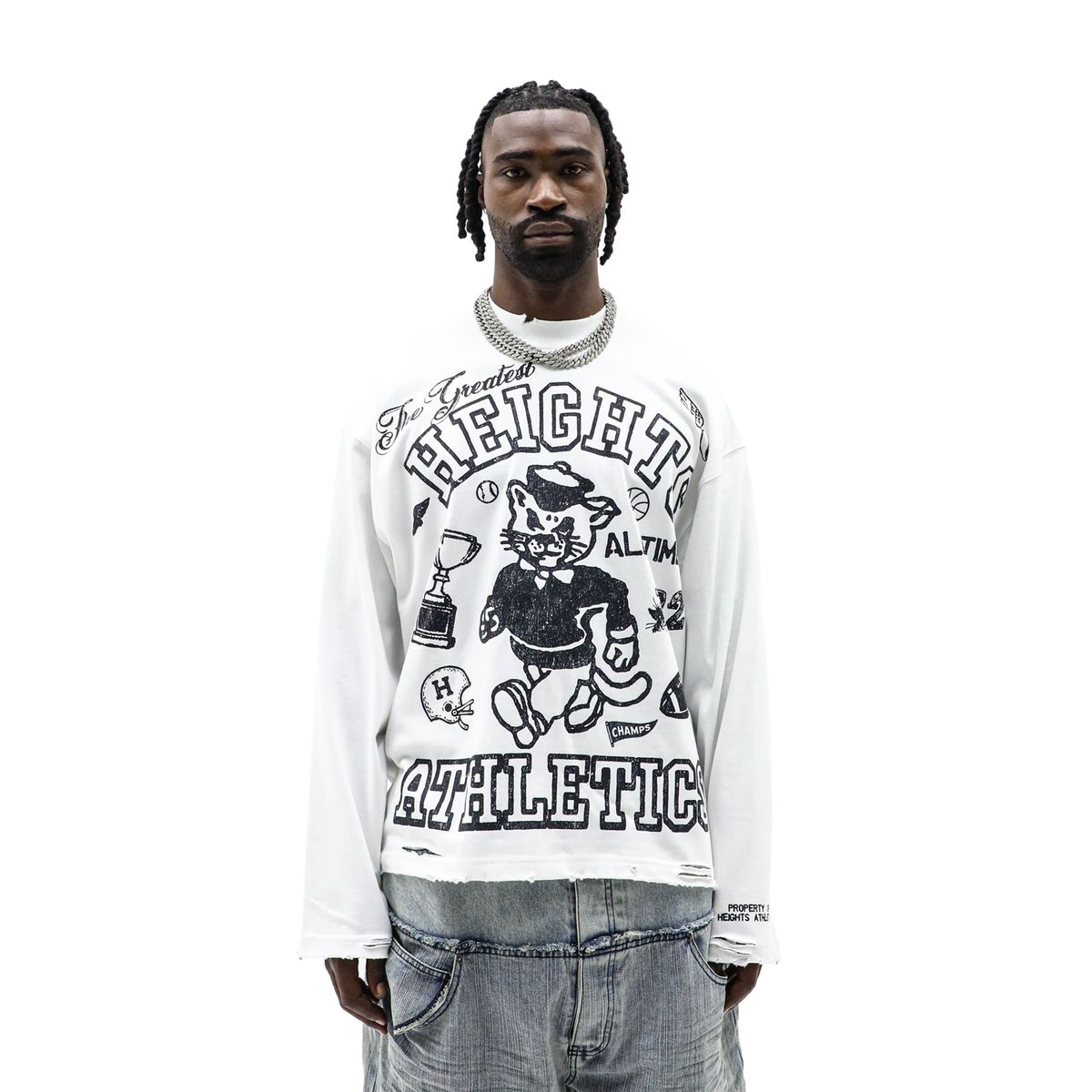 Heights District Heights G.O.A.T. White Longsleeve