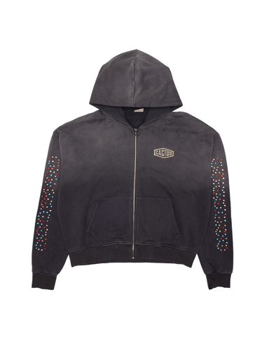 AZVA Crystal Cactus Zip Hoodie Vintage Black