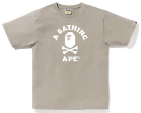 Bape Crossbone College Tee Beige