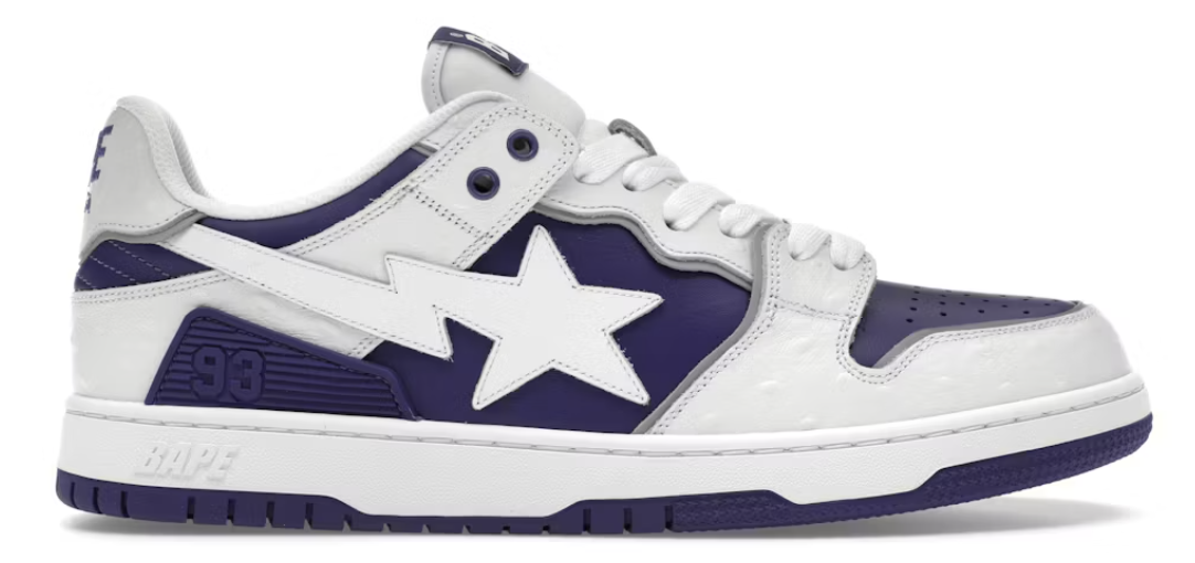 A Bathing Ape Sk8 Sta #1 Ostrich Pack White Purple