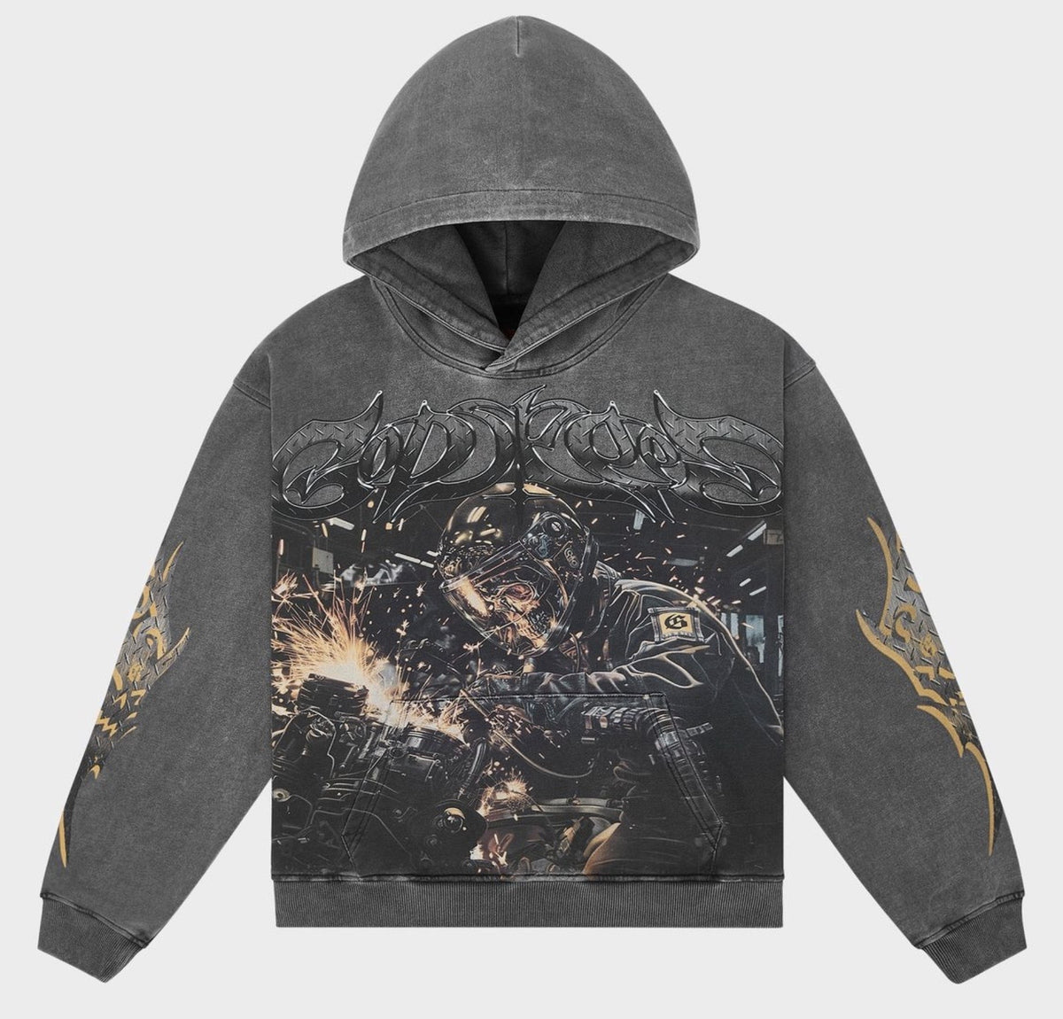 Godspeed Steel Sharpens Steel Hoodie Grey Wash