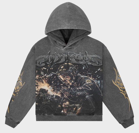Godspeed Steel Sharpens Steel Hoodie Grey Wash
