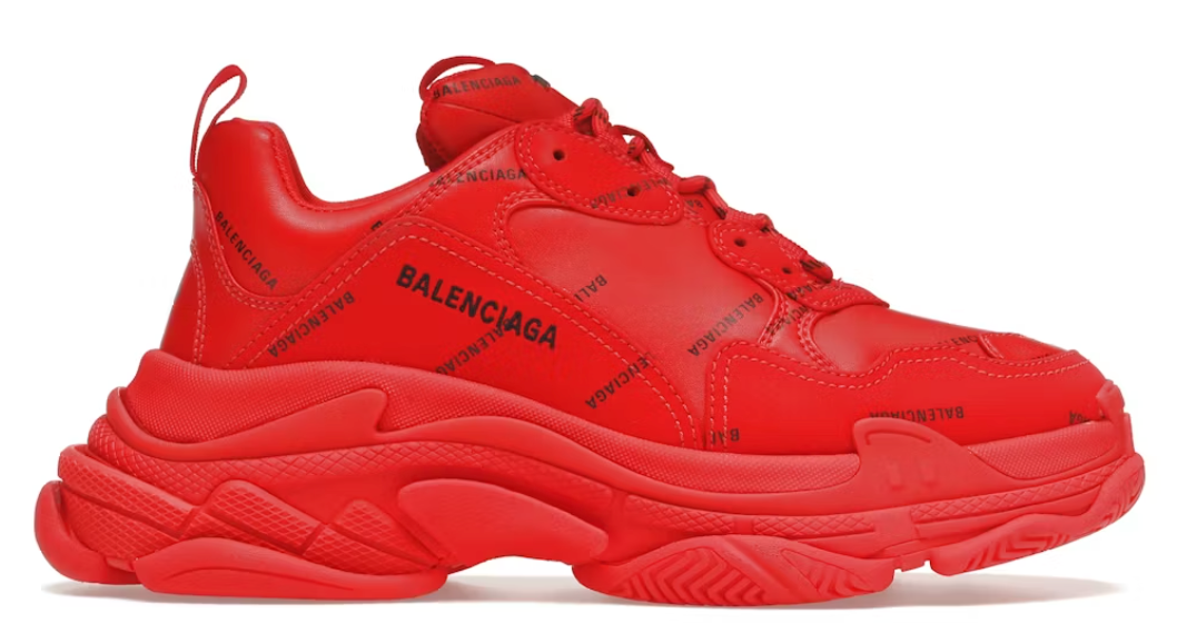 Balenciaga Triple S Allover Logo Red Pre-Owned