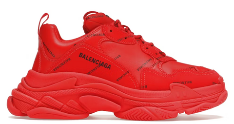 Balenciaga Triple S Allover Logo Red Pre-Owned