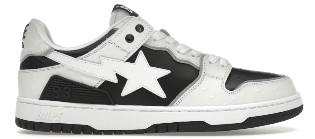 A Bathing Ape Sk8 Sta #1 Ostrich Pack White Black