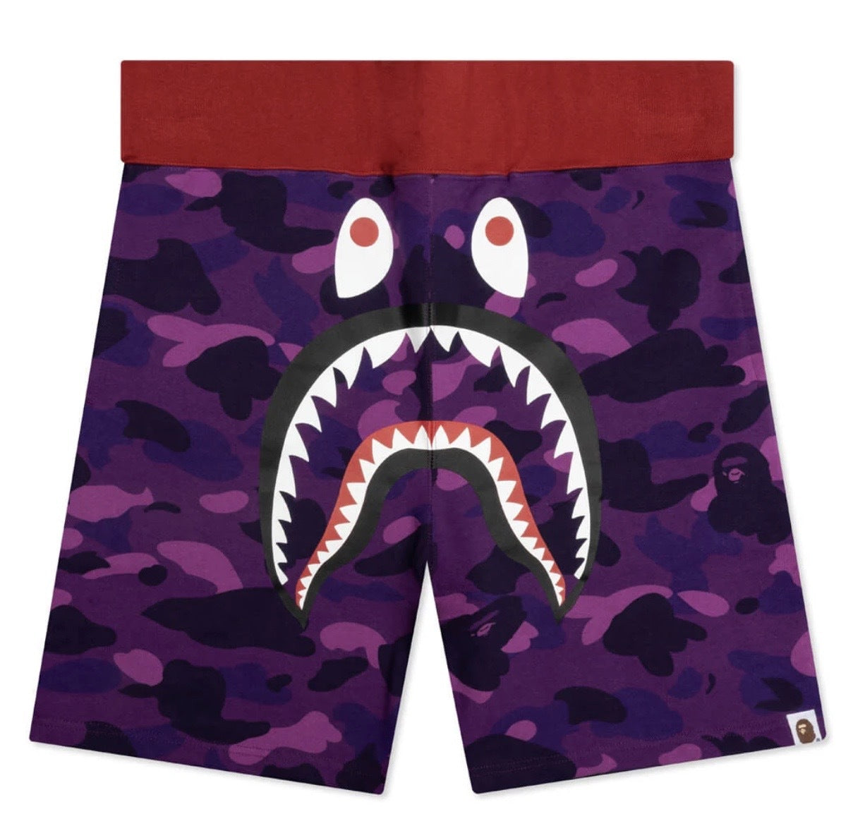 BAPE Crazy Camo Shark Sweat Shorts Purple