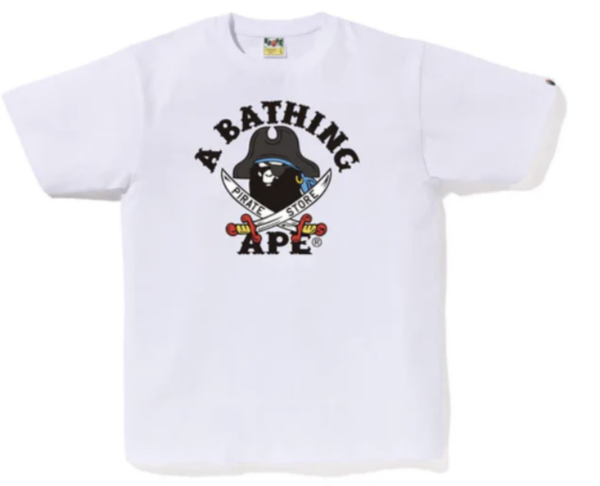 BAPE Captain Ape Pirate College White Tee