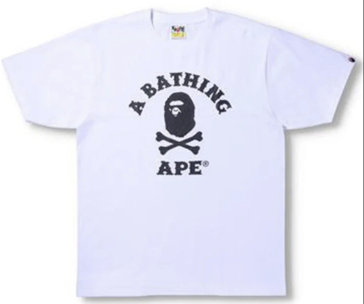 BAPE Ape Crossbone College Tee White