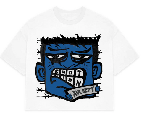 Mixed Emotion Blue Monster Cropped Tee