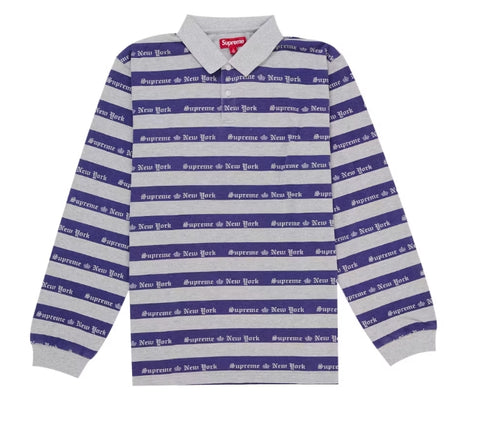 Supreme Old English Stripe L/S Polo Purple