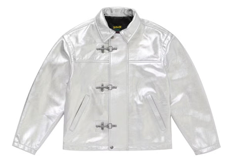 Supreme Schott Leather Clip Jacket Silver