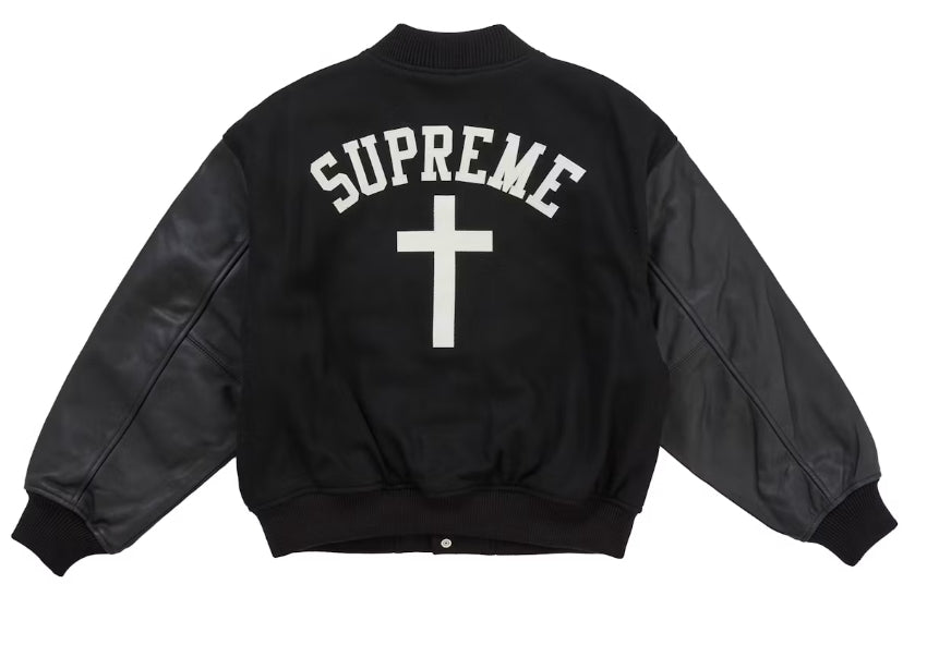 Supreme Cross Varsity Jacket Black