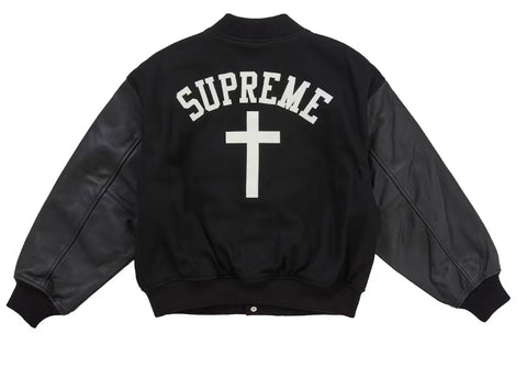 Supreme Cross Varsity Jacket Black