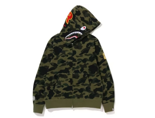 BAPE PONR 1st Camo Shark Full Zip Hoodie Green