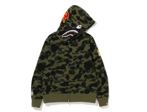 BAPE PONR 1st Camo Shark Full Zip Hoodie Green