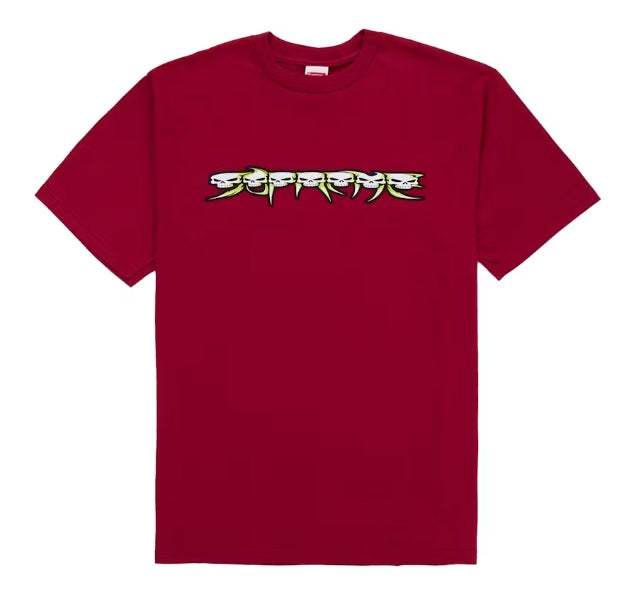 Supreme Skulls Spellout Tee Cardinal