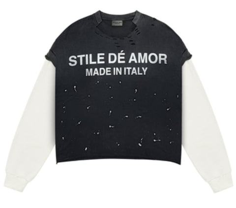 Stile De Amor Nero Su Bianco Longsleeve Tee