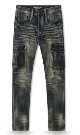 Valabassas Broken Skinny Dirty Blue Jeans