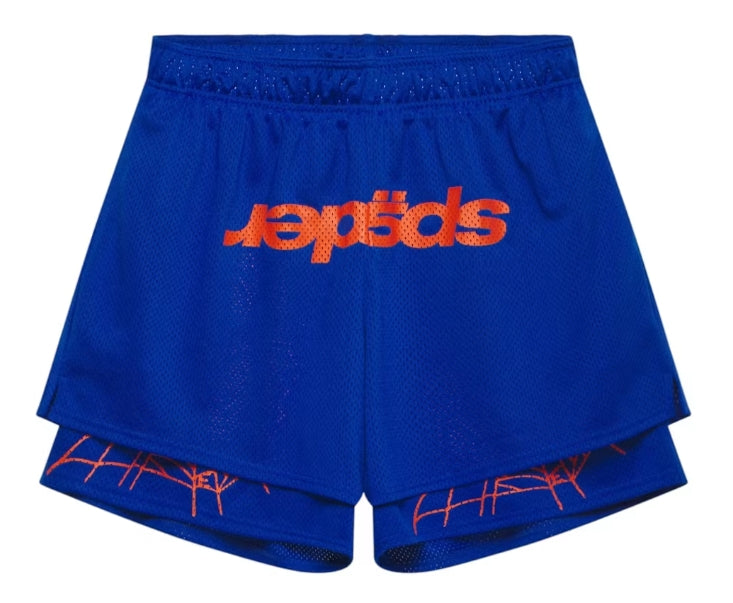 Sp5der Mesh Double Layer Shorts Blue