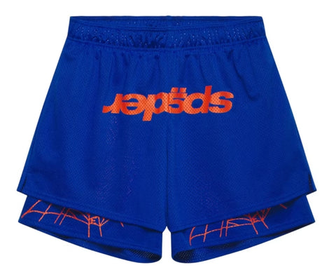 Sp5der Mesh Double Layer Shorts Blue