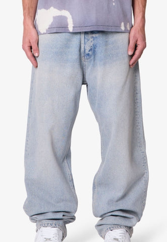 MNML Ultra Baggy Denim Jeans Light Sand Washed Blue