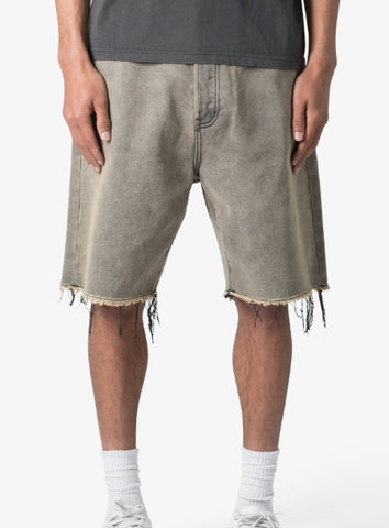MNML Distressed Mineral Denim Shorts Brown