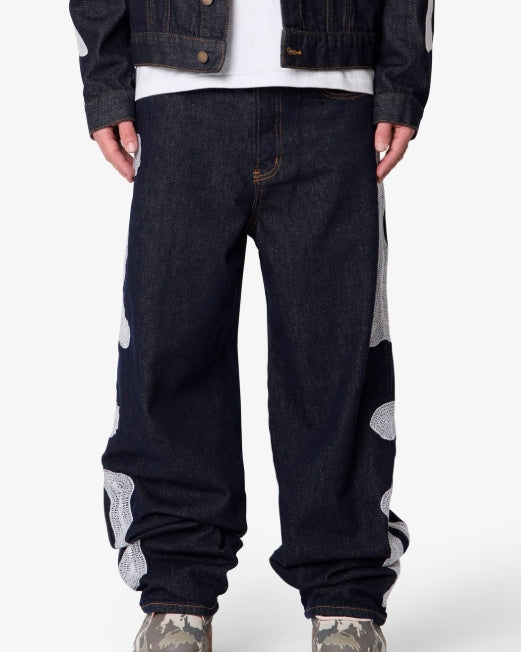 MNML Raw Skeleton Ultra Baggy Jeans Rinsed Indigo