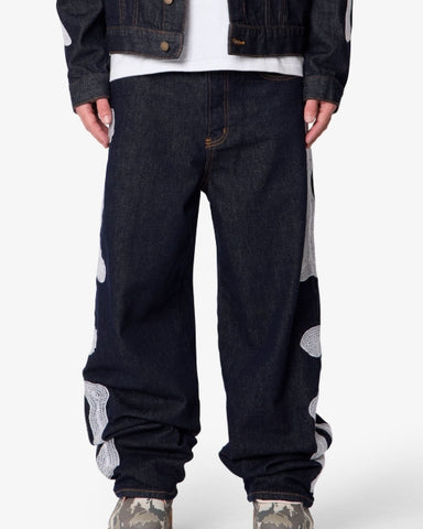 MNML Raw Skeleton Ultra Baggy Jeans Rinsed Indigo