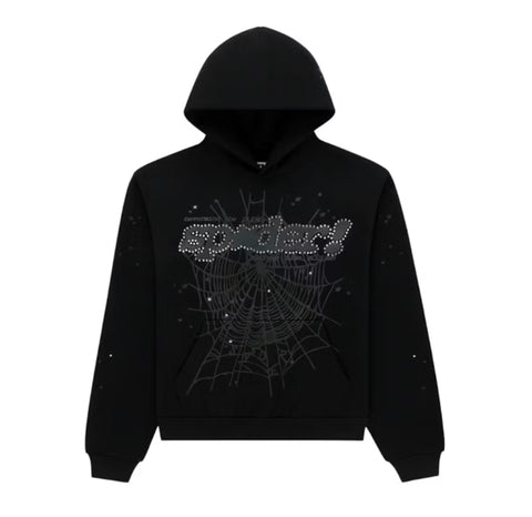 Sp5der Rhinestone Punk V2 Hoodie Black