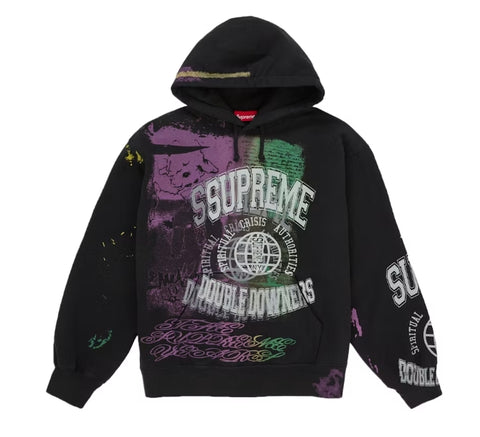 Supreme Overprint Hooded Sweatshirt Black