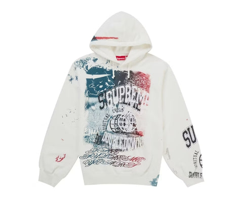 Supreme Overprint Hooded Sweatshirt White
