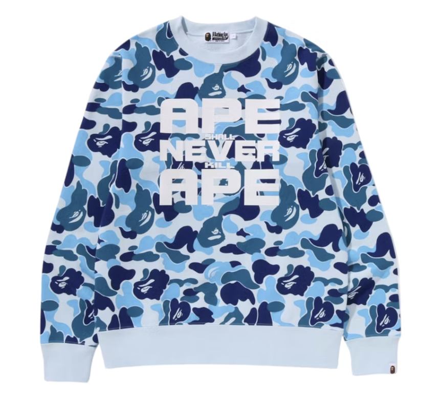 BAPE ABC Camo Asnka Blue Crewneck