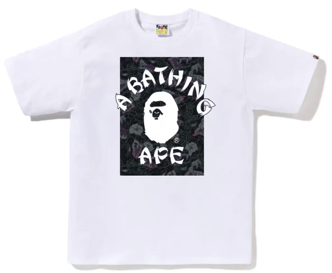 BAPE Japanese Tattoo Camo On College Tee White/Black