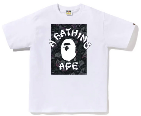 BAPE Japanese Tattoo Camo On College Tee White/Black
