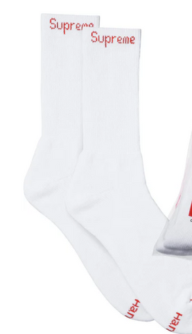 Supreme/Hanes White Crew Socks 4 Pack