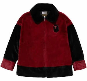 Bape (B)ape Faux Fur Jacket Burgundy