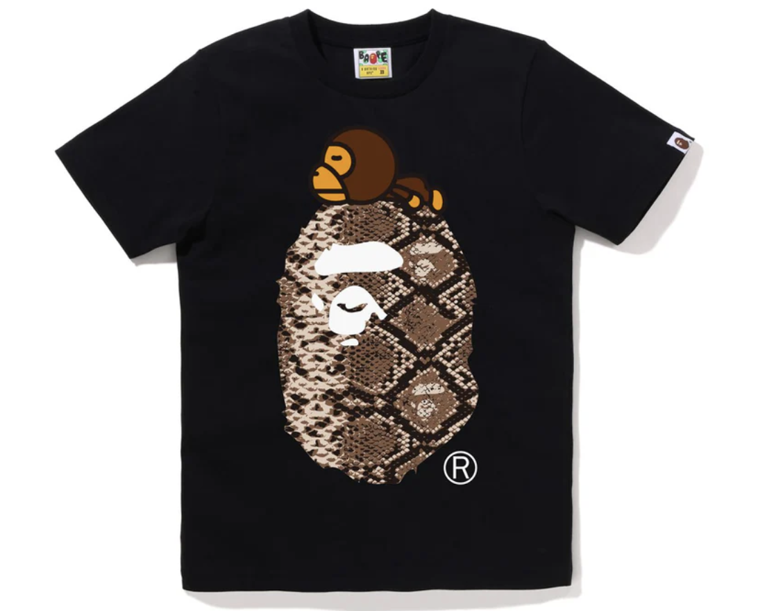 BAPE Snake Milo On Ape Head Black Tee