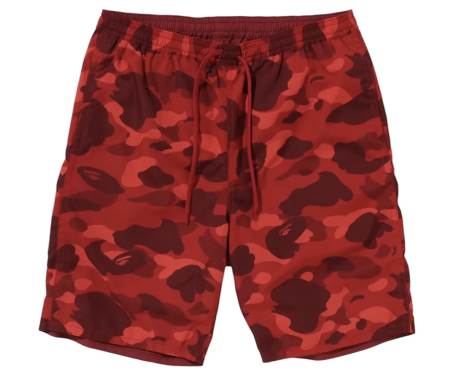 BAPE Red Color Camo Reversible Shark Shorts