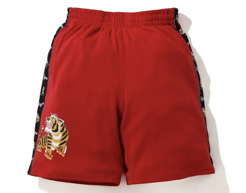 BAPE Tiger Jersey Wide Shorts Red