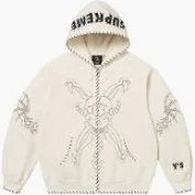 Supreme Y's by Yohji Yamamoto Zip Up Hooded Sweatshirt White